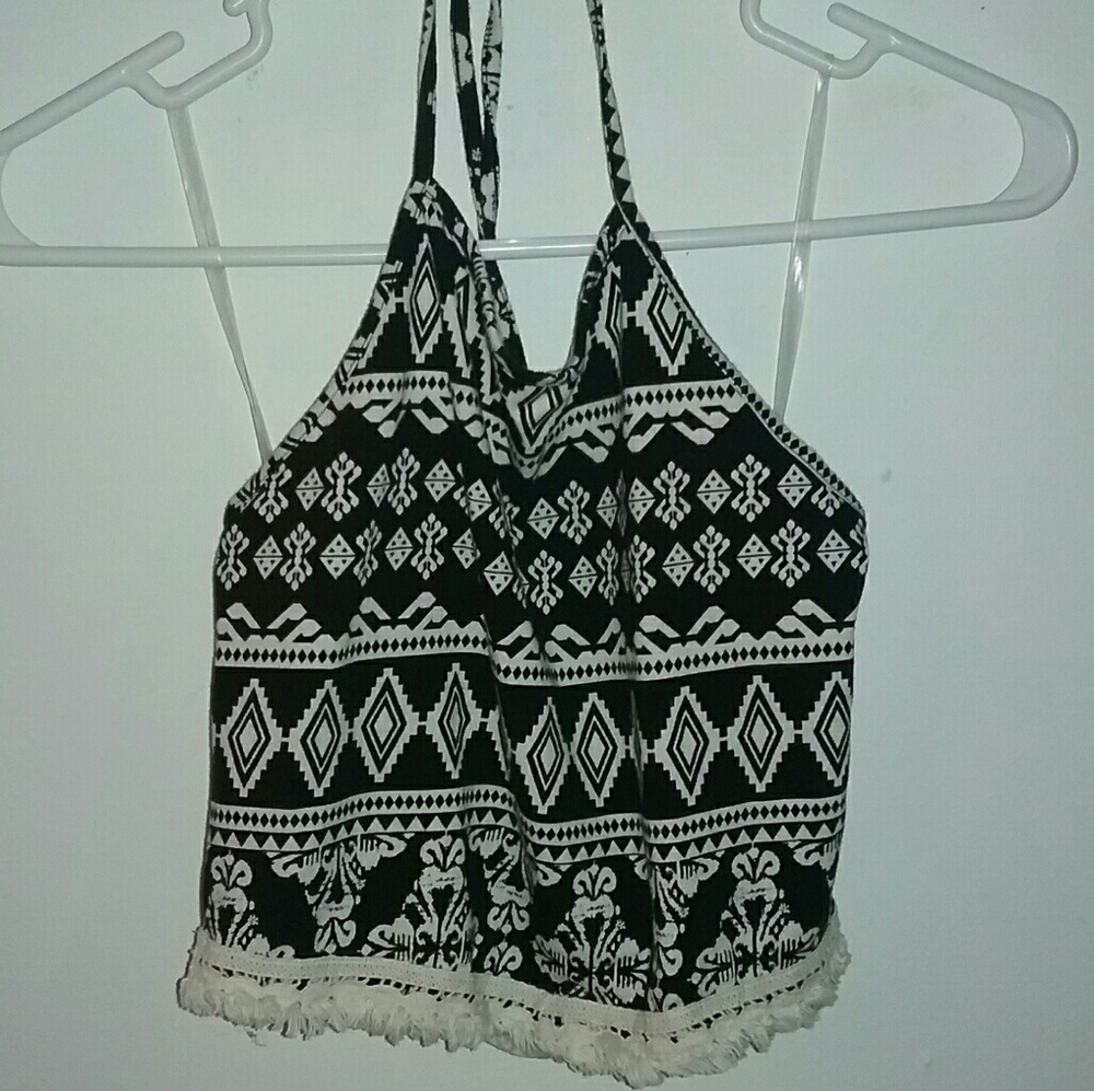 Cute Black and white haltered crop top