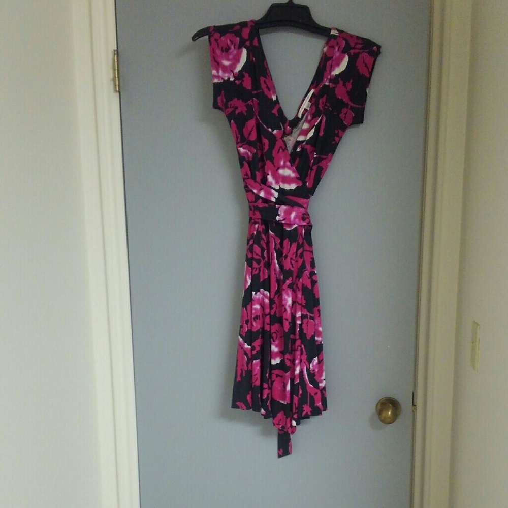 Floral print silk wrap dress