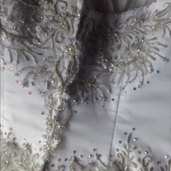 SATIN SWAROVSKI JEWELED TAILOR MADE WEDDING GOWN. - Picture 6 of 6