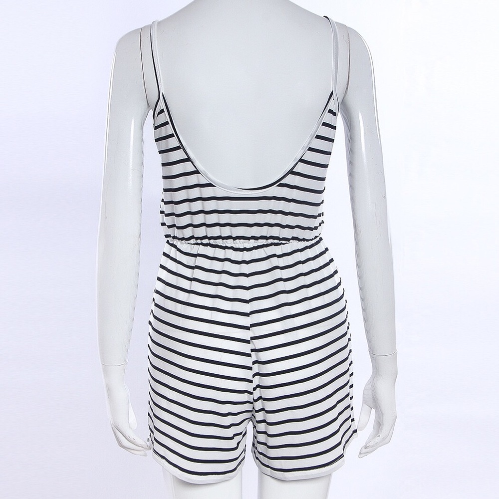 B/w stripe jumpsuit romper - Picture 3 of 4
