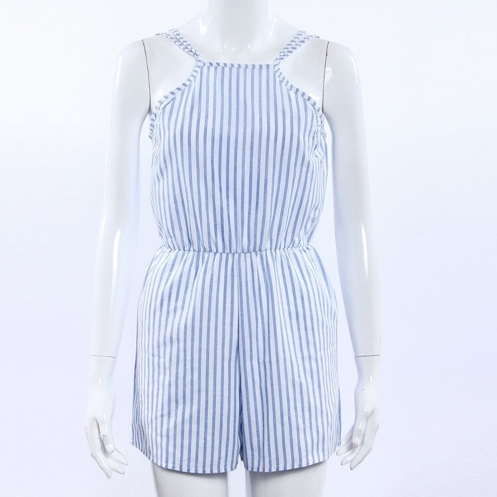 Blue/white jumpsuit romper - Picture 2 of 4