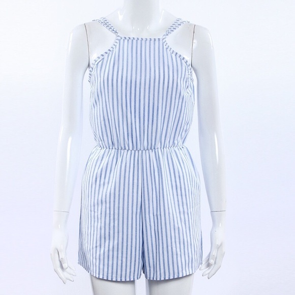 Blue/white jumpsuit romper - Picture 2 of 4