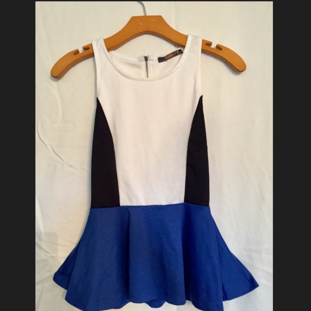 Junior's White/Black/Blue Blouse