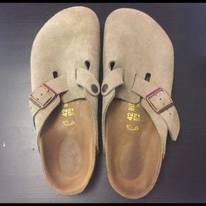 Birkenstock Boston Clogs Taupe Suede 42