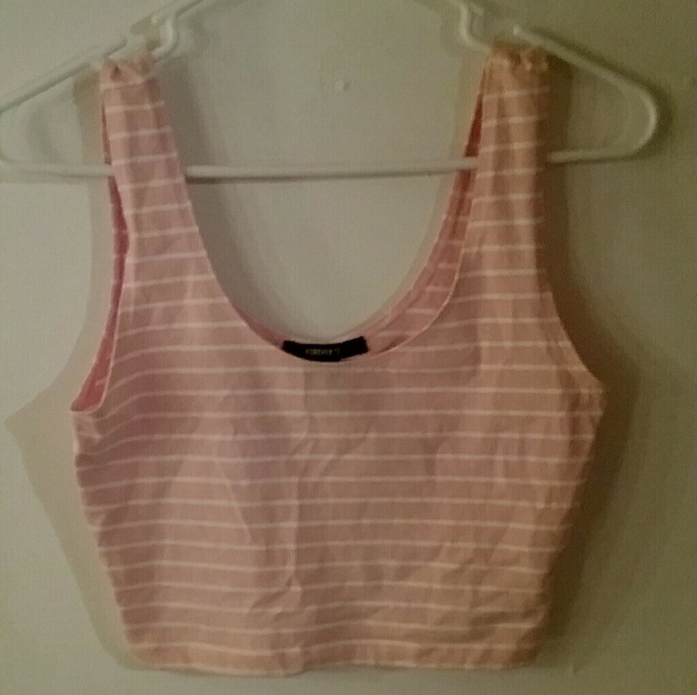Peach and white crop top