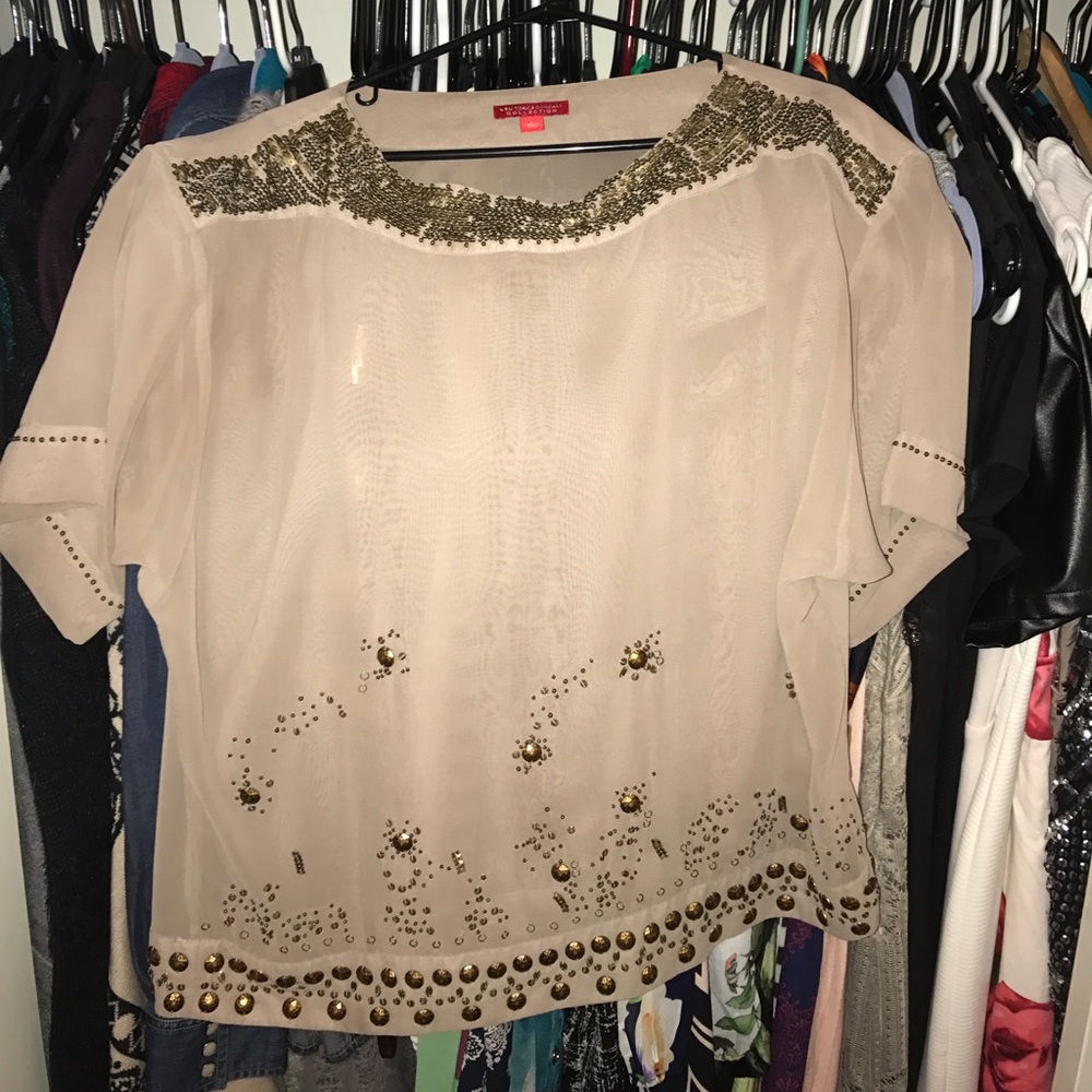 Beaded short sleeve tunic