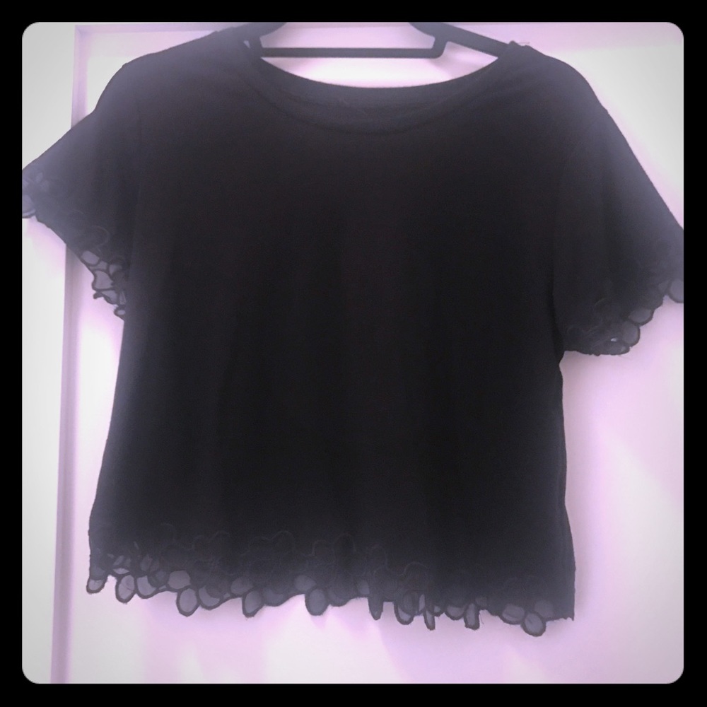 Embroider flowers short sleeve