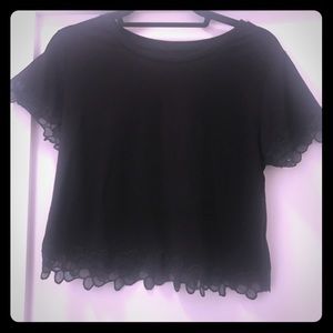 Embroider flowers short sleeve