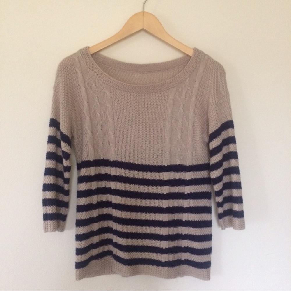 Beige + Navy Sweater