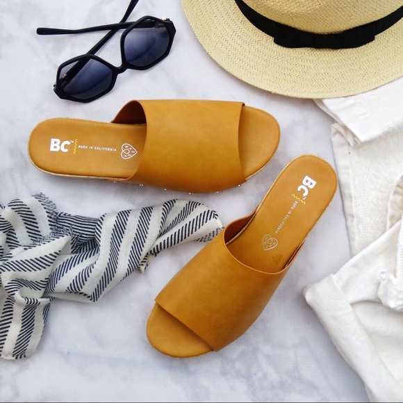BC Footwear Shoes - Tan Slide Sandals