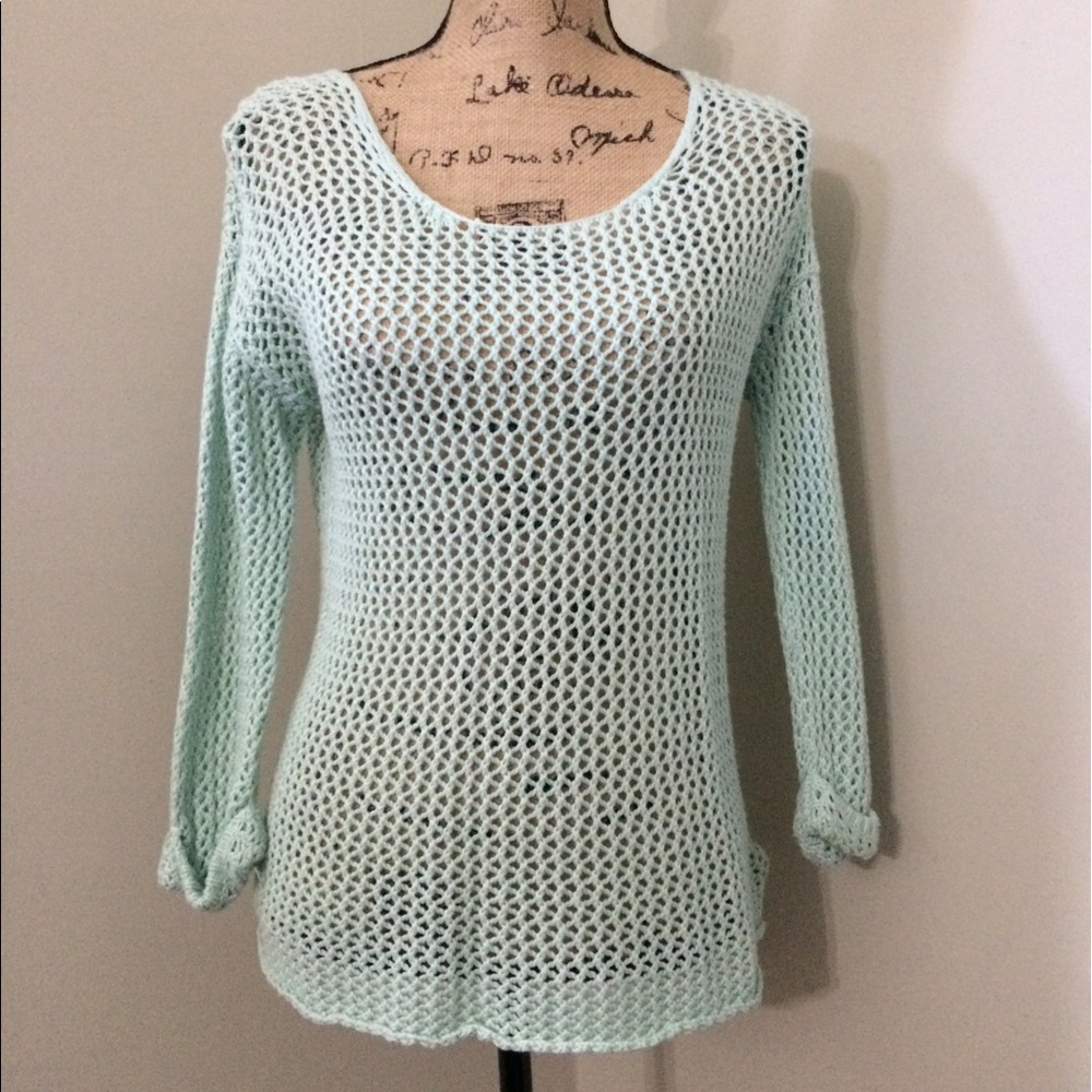 Love 21 Sea Foam Open Knit Sweater - Picture 2 of 7