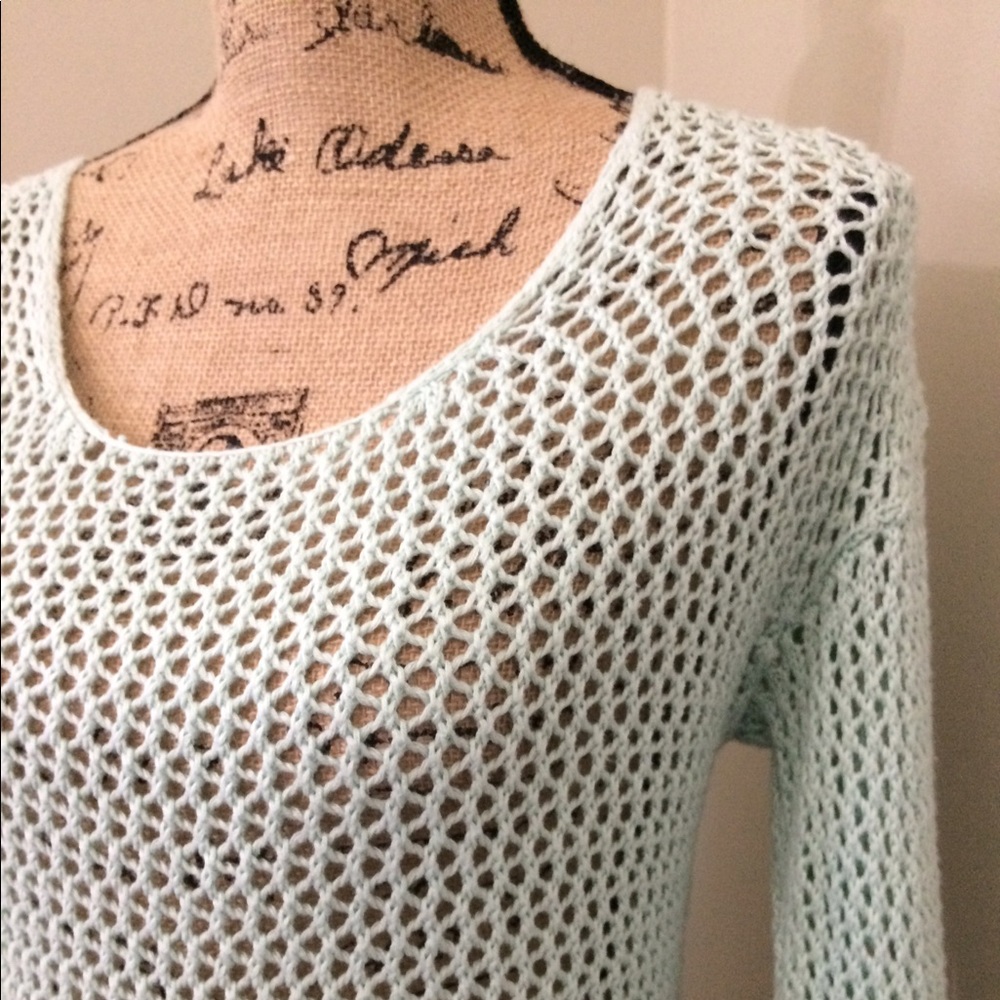 Love 21 Sea Foam Open Knit Sweater - Picture 3 of 7