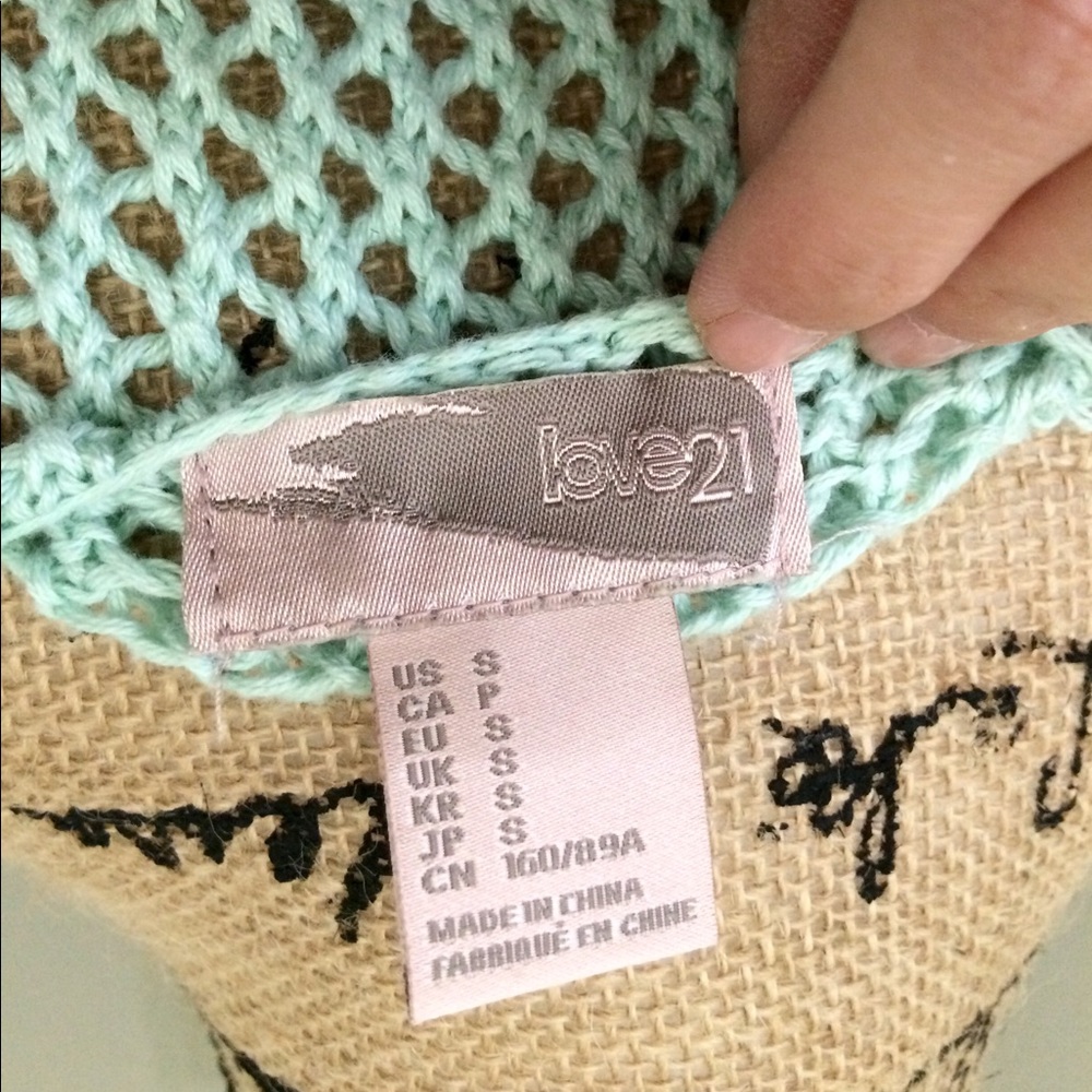 Love 21 Sea Foam Open Knit Sweater - Picture 5 of 7