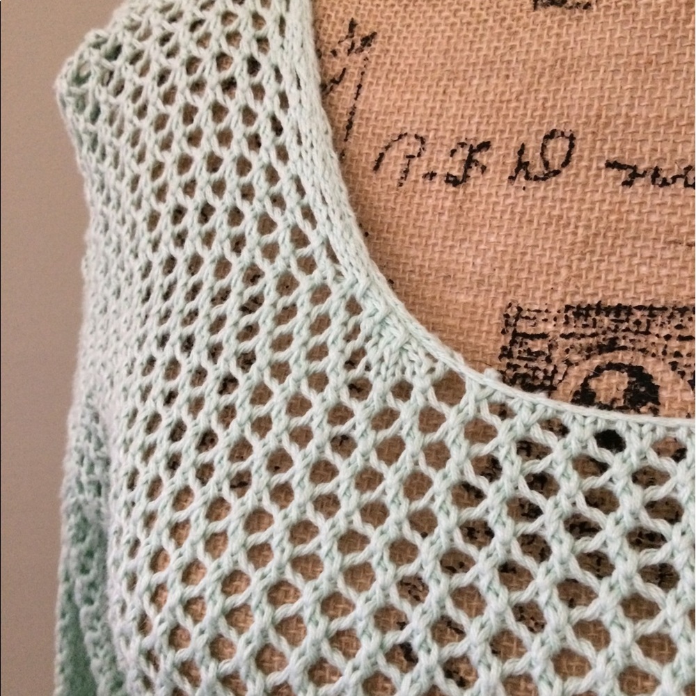 Love 21 Sea Foam Open Knit Sweater - Picture 7 of 7