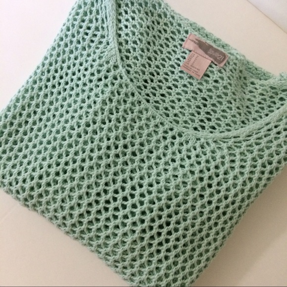 Forever 21 Tops - Love 21 Sea Foam Open Knit Sweater