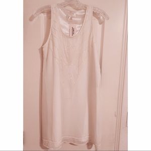 White Sleeveless Mini Dress w/ Beading Detail