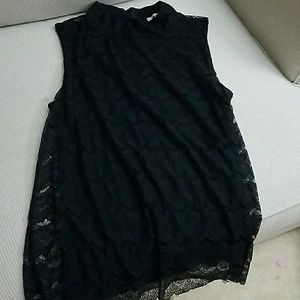 Sleeveless black lace top