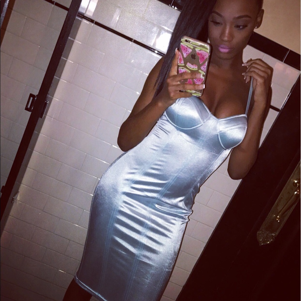 Blue satin dress