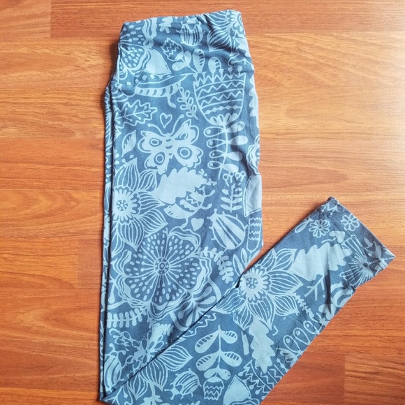 Lularoe leggings NWOT OS blue floral/butterfly - Picture 1 of 1