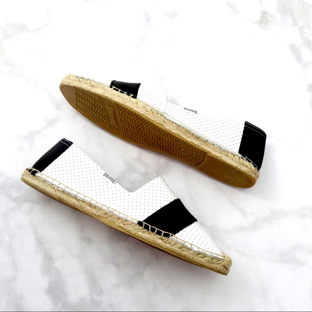 Black and White Perforated Leather Espadrilles - Picture 5 of 6