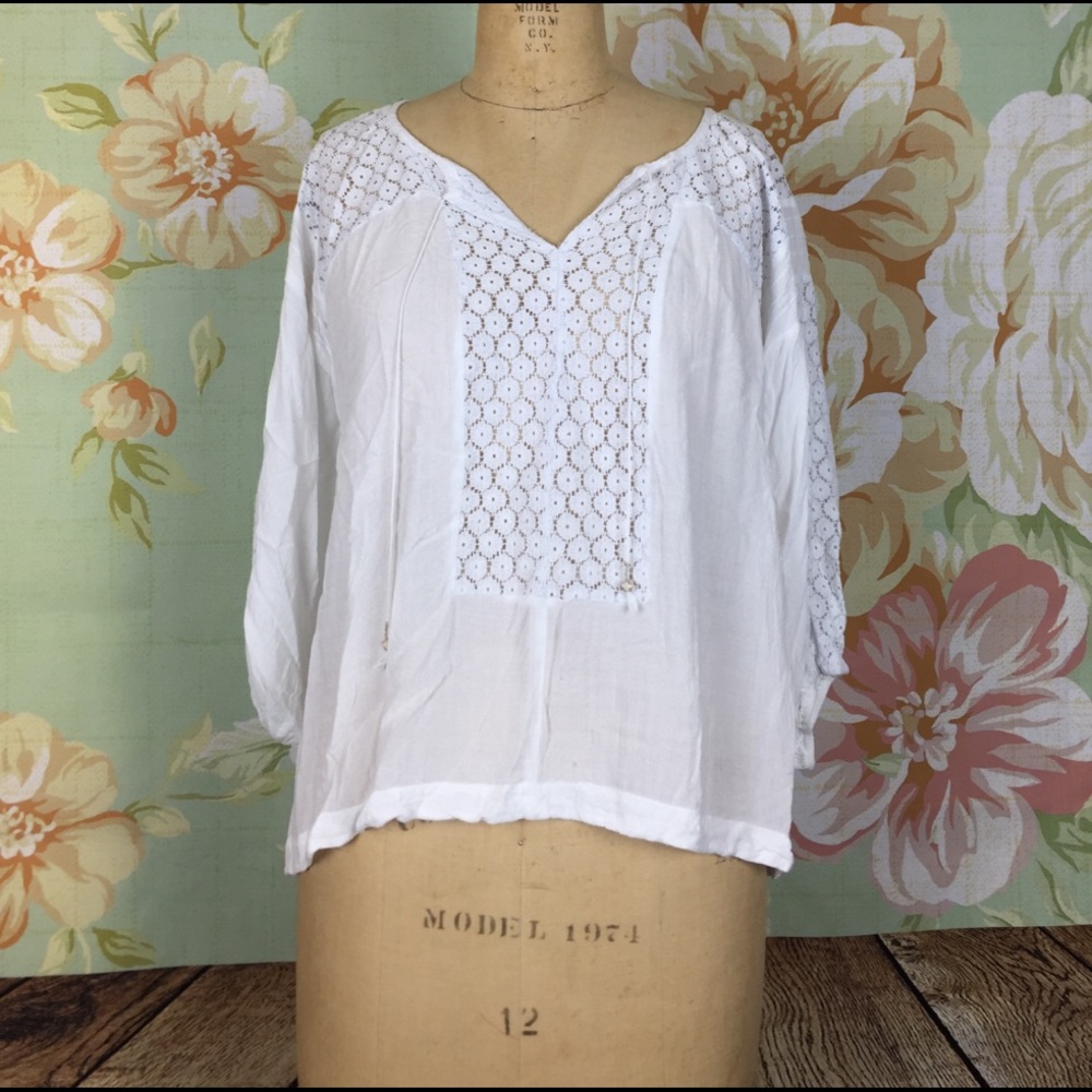 Free People White Crochet Top Size S