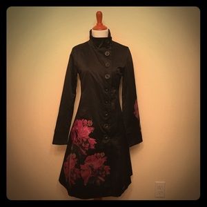 DESIGUAL Black Hydrangea Trench Coat