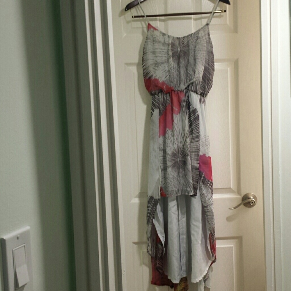 Floral High low chiffon maxi beach cover up