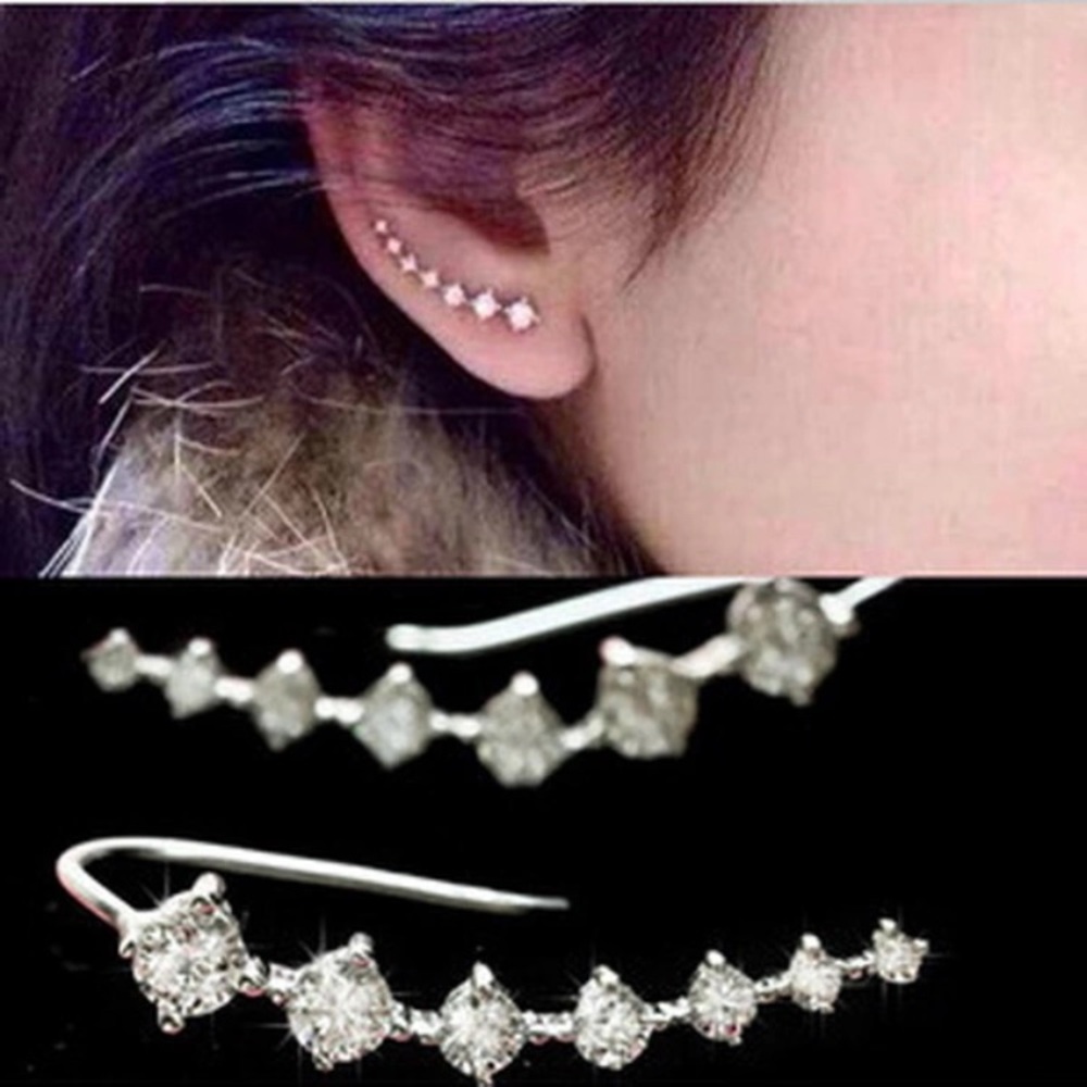 Stud Ear Crawler Earrings - Picture 2 of 2