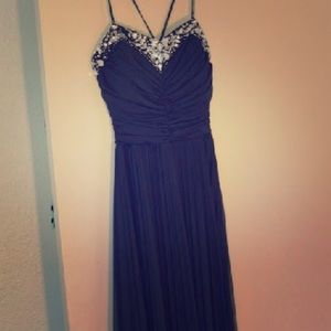 A Navy blue Prom dress.