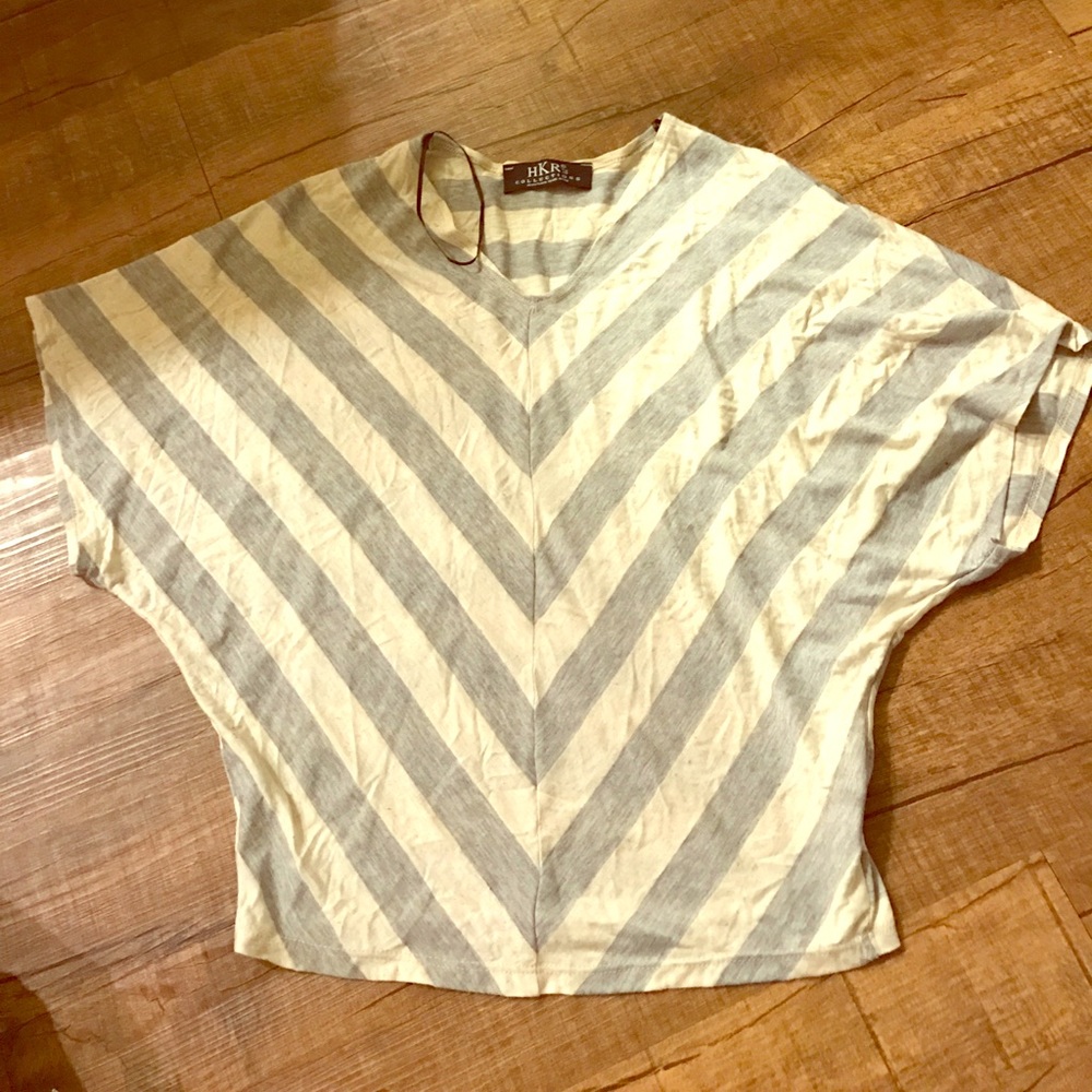 V neck mixed color blouse