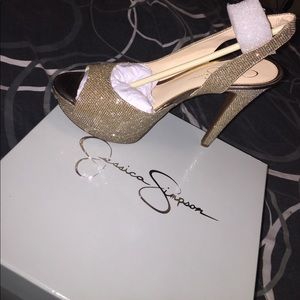 Gold Jessica Simpson Slingback heels