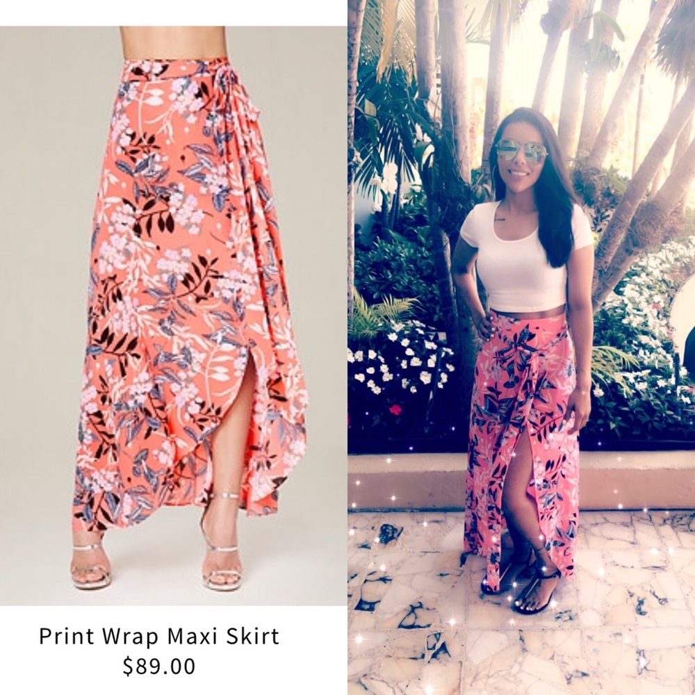 Print Wrap Maxi Skirt