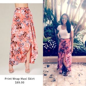Print Wrap Maxi Skirt