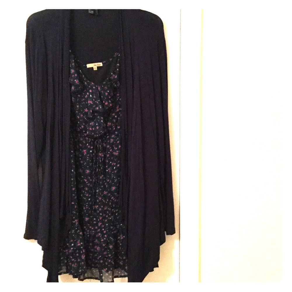 Navy long modest cardigan