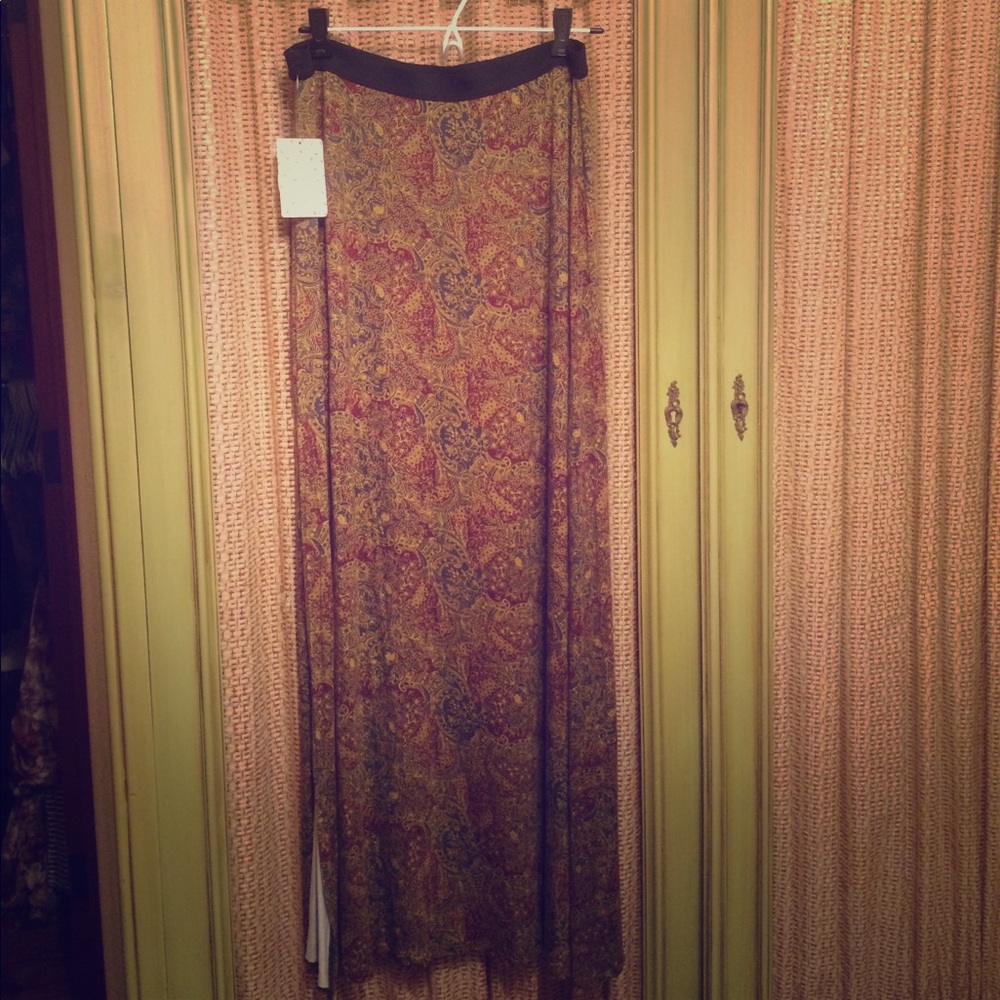 Free People Long Midnight C Paisley Skirt