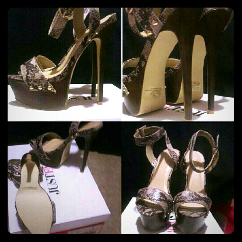 Faux Snake Skin Peep Toe 4"Stilettos