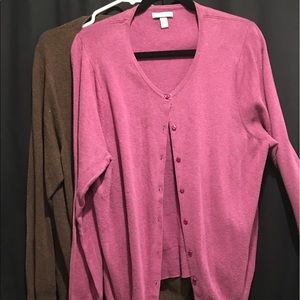Lot of Two identical cardigans - brown and pink