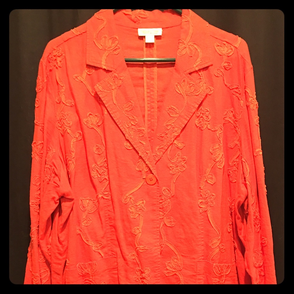 Coldwater Creek linen coral jacket 2X