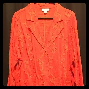 Coldwater Creek linen coral jacket 2X