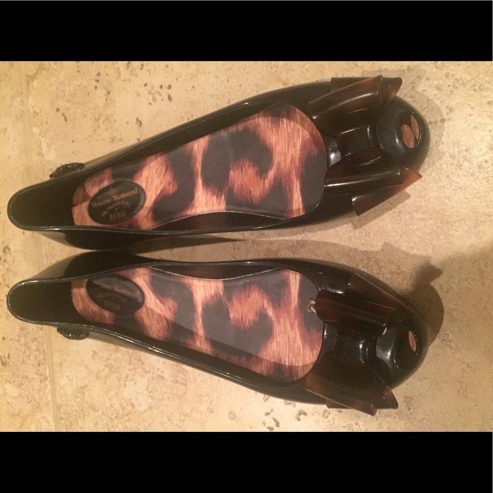 Rare Vivian Westwood Black Jelly Flat Shoes Size10