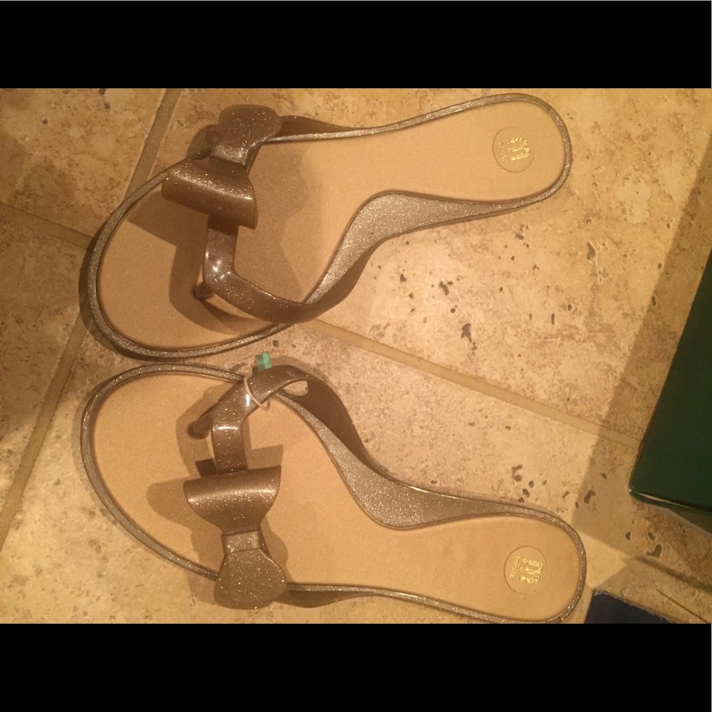 Rare Gold Metallic Glitter Melissa Jelly Flats s10