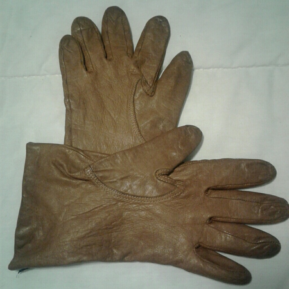 Vintage Women's Brown Leather Gloves Size 7