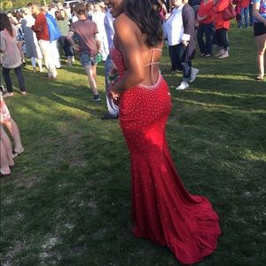 red Jovani prom dress