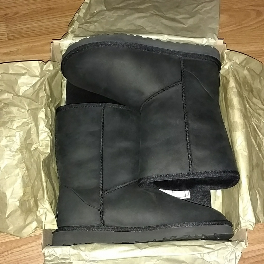 Brand New In Box Black Leather Ugg Boots