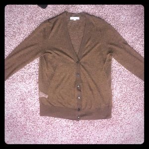 Bronze 3/4 sleeve cardigan/Gold thread fabric Sz L