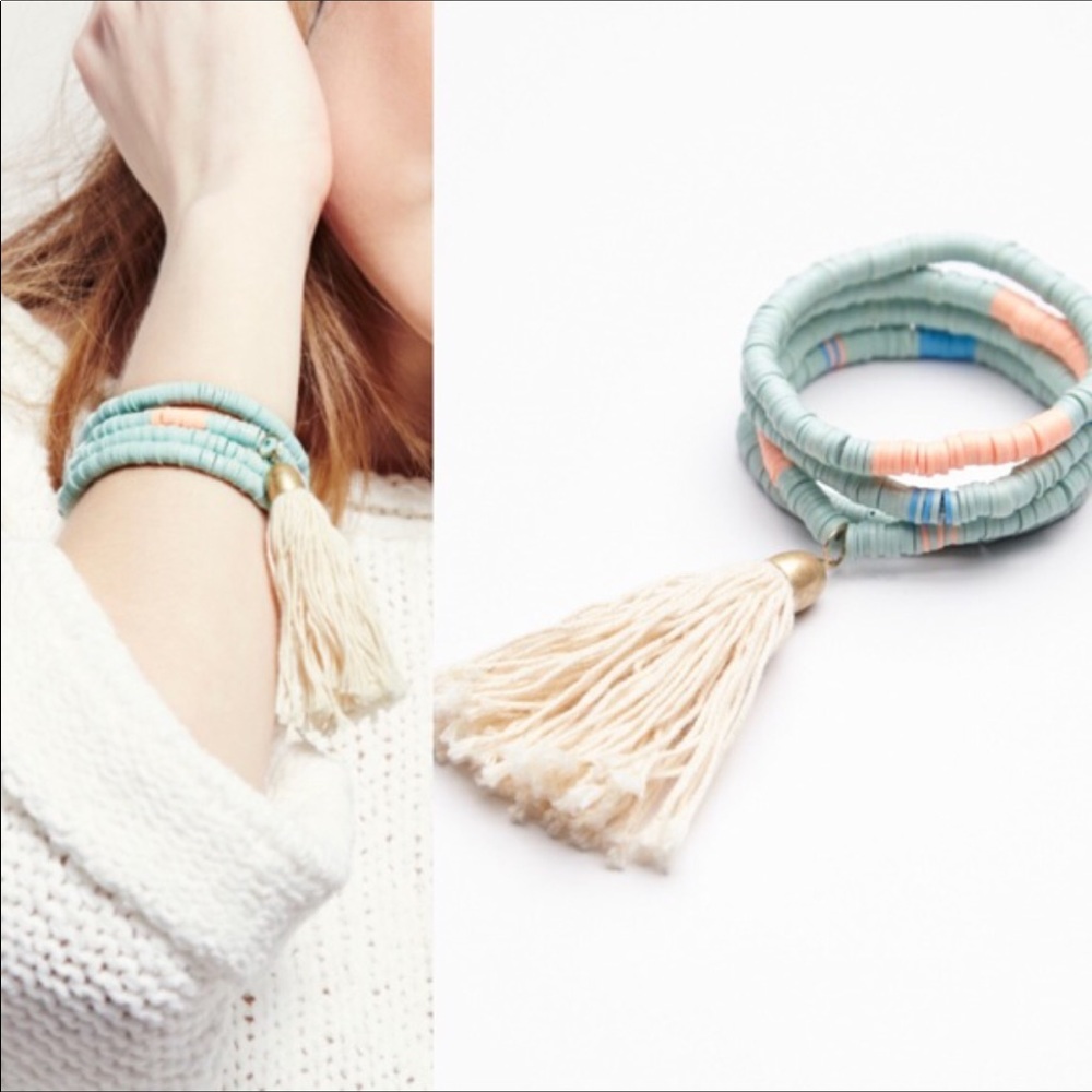 Free People Pastel Tassel Bracelet Set