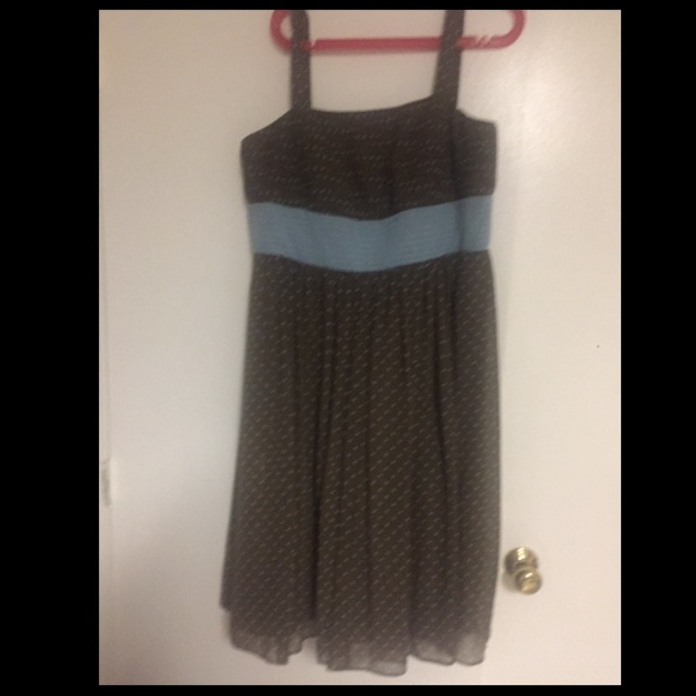 Brown & blue polka dot dress