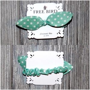 Mint & White Polka Dot Bow Hair Tie