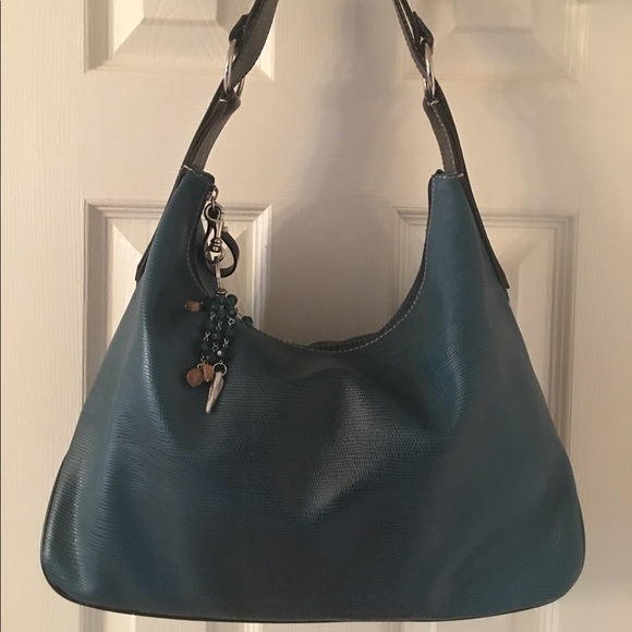 Liz Claiborne Handbags - LC Crazy Horse Blue Black Large Shoulder Bag
