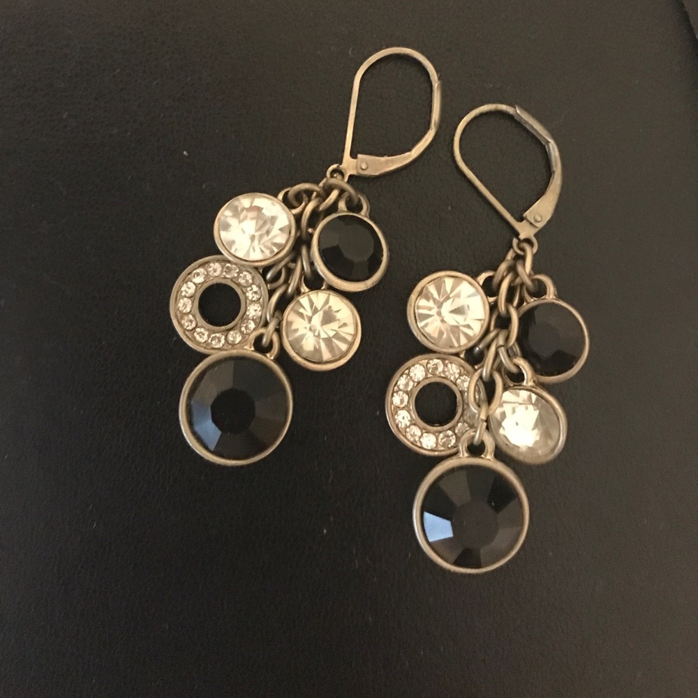 Black and diamond stone chandelier earrings